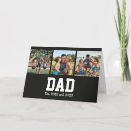 Dad Est. Bold Black Font 3 Photo Fathers Day Gift Karte