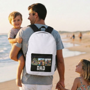 Dad Est. Fette weiße Schrift 3 Foto Vatertagsgesch Bedruckter Rucksack