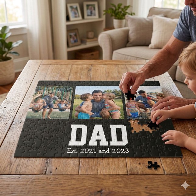 Dad Est. Fettgedruckte schwarze Schrift 3 Foto Vat Puzzle (Von Creator hochgeladen)
