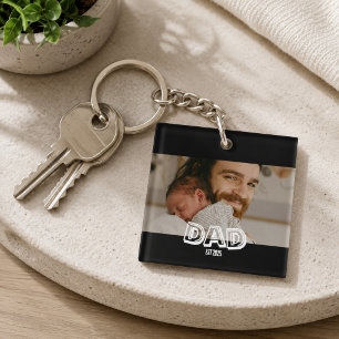 Dad Est Fotogeschenk Neues Vater-Andenken Schlüsselanhänger