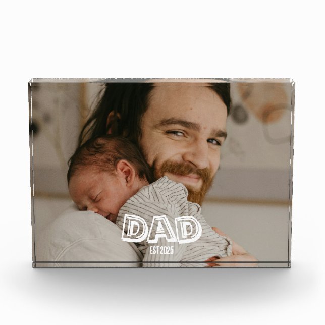 Dad Est Geschenk Neues Vater-Andenken  Fotoblock (Vorderseite)