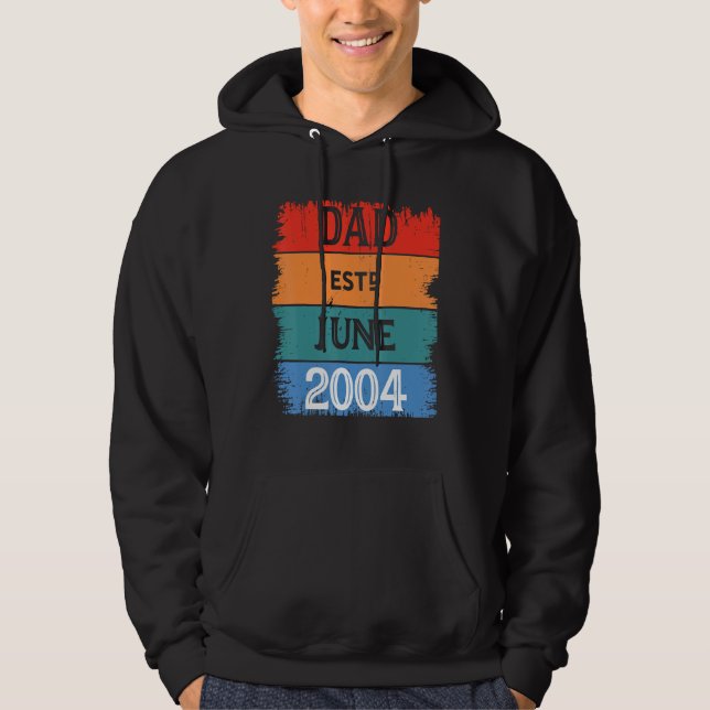 Dad Est Jun 2004 Proud Papa Grandpa Best Daddy Leg Hoodie (Vorderseite)