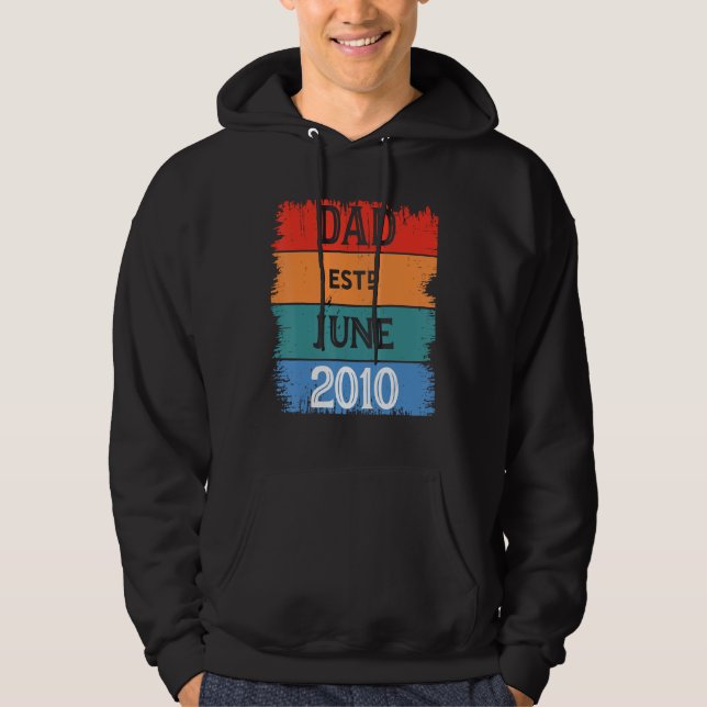 Dad Est Jun 2010 Proud Papa Grandpa Best Daddy Leg Hoodie (Vorderseite)