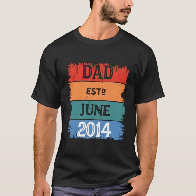 Dad Est Jun 2014 Proud Papa Grandpa Best Daddy Leg T-Shirt (Vorderseite)