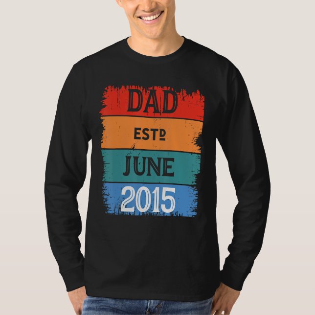 Dad Est Jun 2015 Proud Papa Grandpa Best Daddy Leg T-Shirt (Vorderseite)