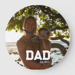 Dad Est Photo Customizable Year Father's Day  Große Wanduhr