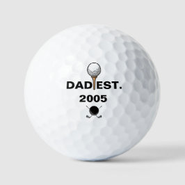 Dad Est Since Year Classic Golf Emblem Golfball