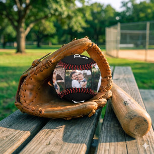 Dad Est. White Fun Fett Einfacher Text 3 Fotos Baseball