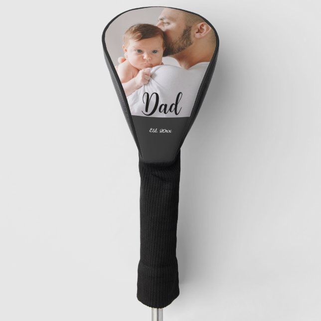 Dad Est. year Modern Bold Script Golf Head Cover Headcover (Vorderseite)