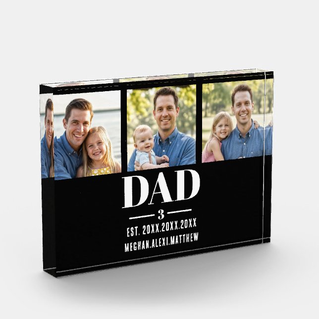 Dad Est. Year Name Number 3 Photo Acrylic Block (Links)