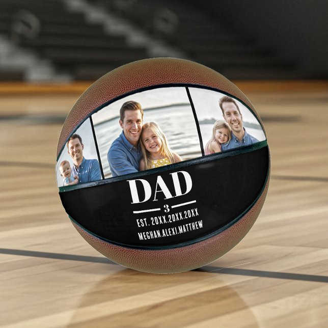Dad Est. Year Name Number 3 Photo Bold Font Basketball (Von Creator hochgeladen)