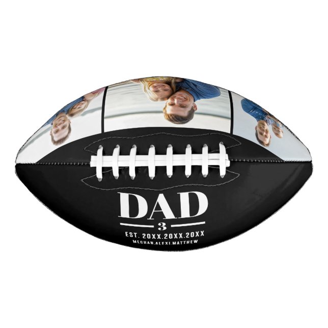 Dad Est. Year Name Number 3 Photo Bold Font Football (Vorderseite)