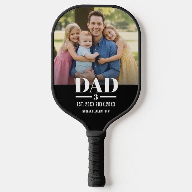 Dad Est. Year Name Number Script Photo Pickleball Schläger (Vorderseite)