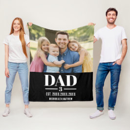 Dad Est. Year Names Number Bold Font Photo Fleecedecke