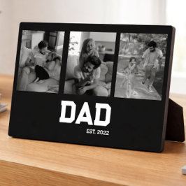 Dad Established 3 Photo Black & White Year Fotoplatte
