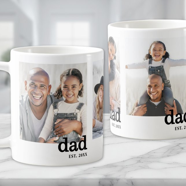 Dad Established 3 Photo Collage Kaffeetasse (Dad Established 3 Photo Collage Coffee Mug)