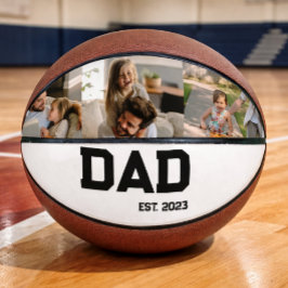 Dad Established 3 Photo Customizable Year Gift Basketball