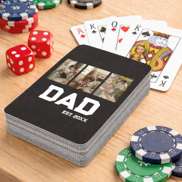 Dad Established 3 Photo Customizable Year Gift Spielkarten