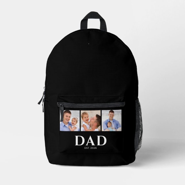 Dad Established Black 3 Photo  Bedruckter Rucksack (Vorderseite)