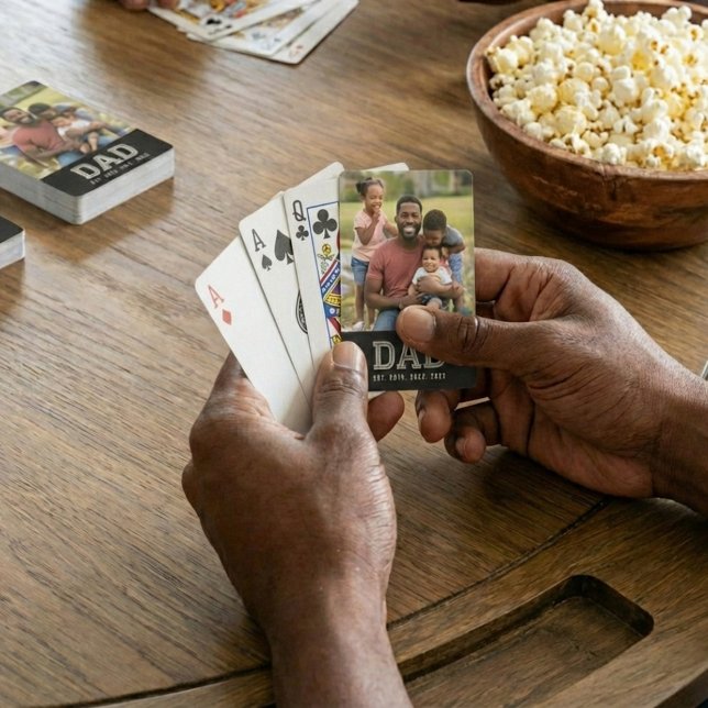 Dad Established Black Bold Photo  Spielkarten (Von Creator hochgeladen)
