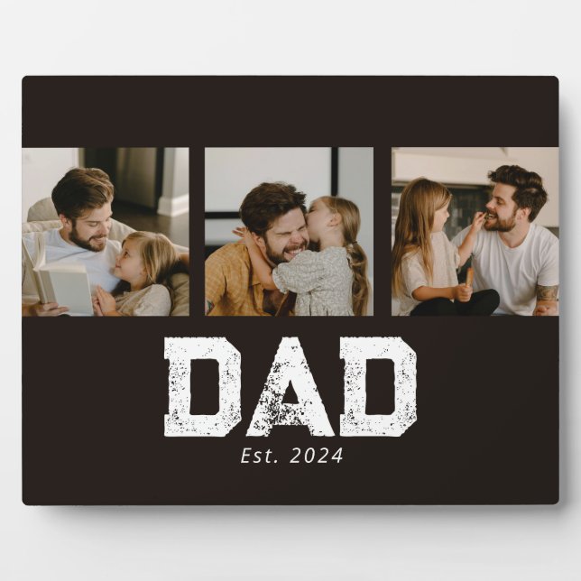 Dad Established Black Fun 3 Photo Fotoplatte (Vorderseite)