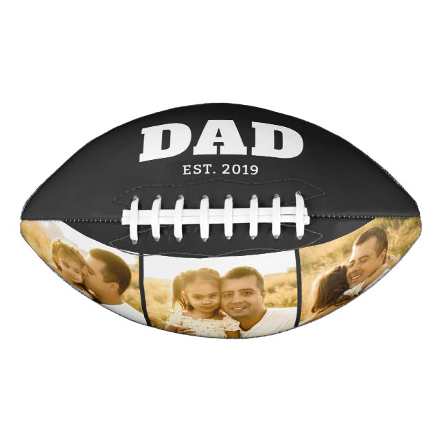Dad Established Bold Black 3 Photo Football (Vorderseite)