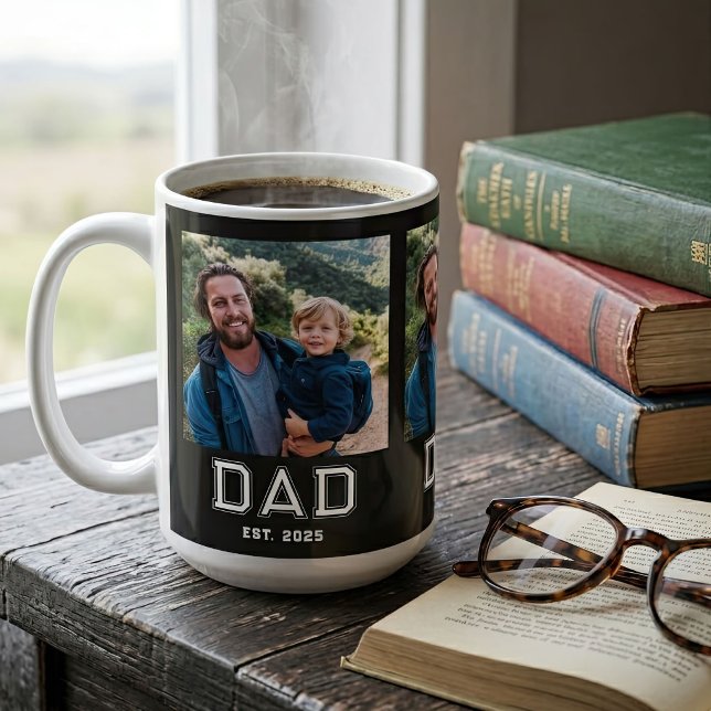 Dad Established Bold Typography Black 3 Foto Kaffeetasse (Von Creator hochgeladen)