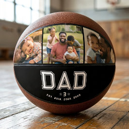 Dad Established Bold White 3 Photo Basketball
