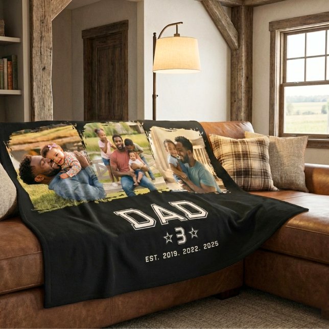 Dad Established Classic Bold White Black 3 Photo Fleecedecke (Von Creator hochgeladen)