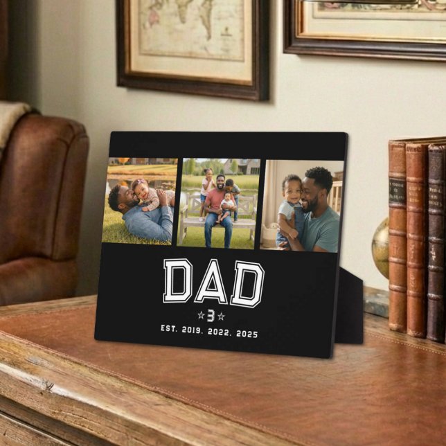 Dad Established Classic Bold White Black 3 Photo Fotoplatte (Von Creator hochgeladen)