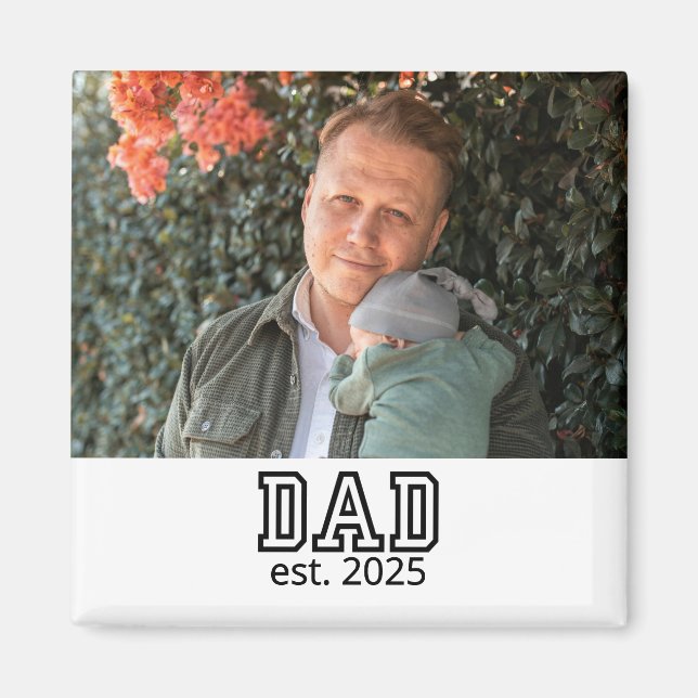 Dad Established Custom Year Photo Father Keepsake Magnet (Vorne)