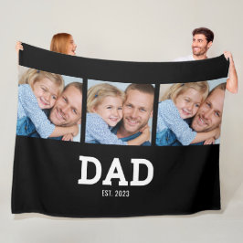 Dad Established Elegant Black 3 Photo Fleecedecke