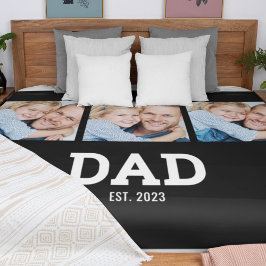 Dad Established Elegant Black 3 Photo Fleecedecke
