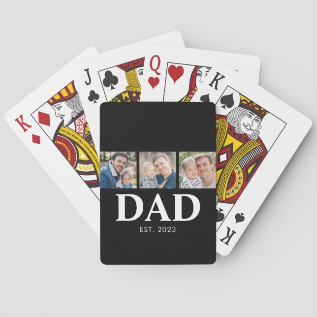 Dad Established Fathers Day 3 Picture Spielkarten (Rückseite)