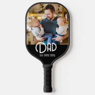 Dad Established Foto Black Grunge Schrift Pickleball Schläger