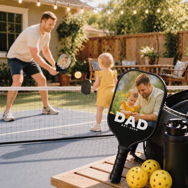 Dad Established Fun Bold Photo Pickleball Schläger (Von Creator hochgeladen)