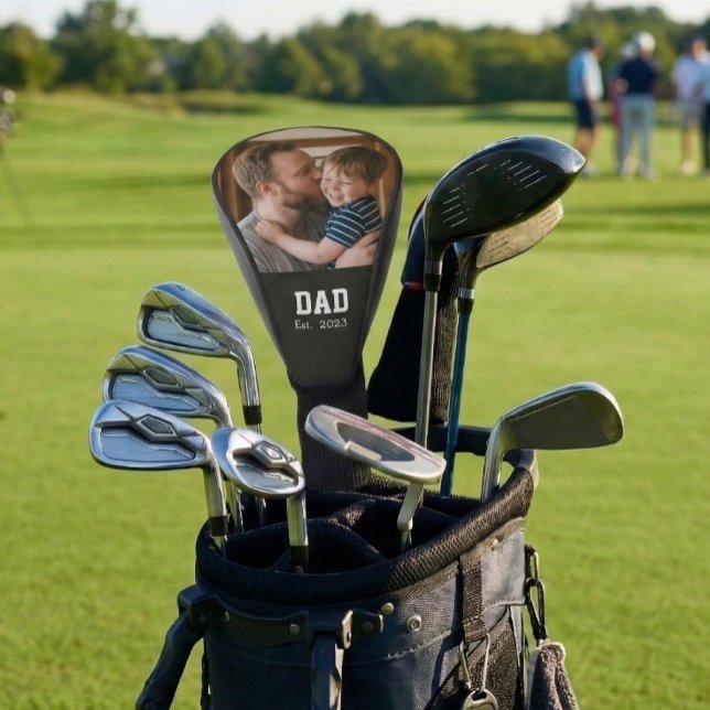 Dad Established Fun Bold Text Photo Golf Headcover (Von Creator hochgeladen)