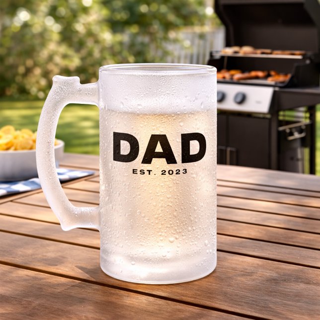 Dad Established Gift for Dad Frosted Glass Beer Mattglas Bierglas (Von Creator hochgeladen)