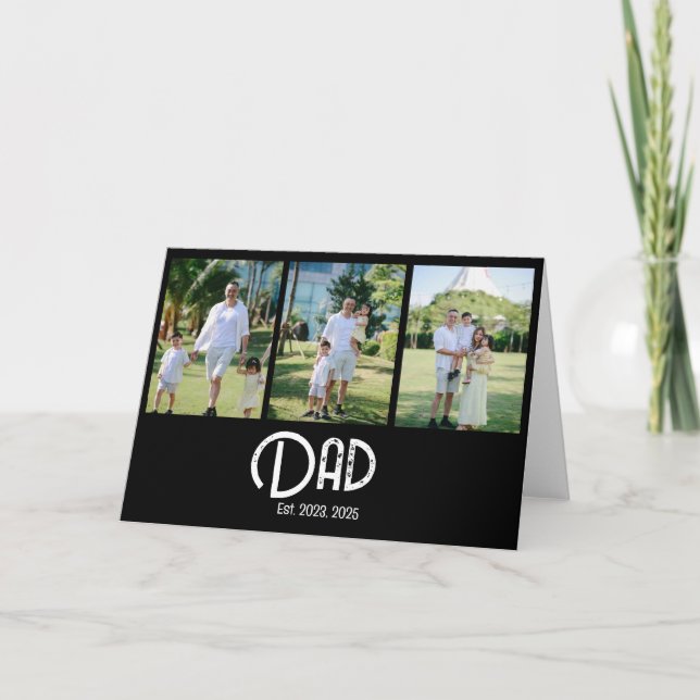 Dad Established Grunge Text 3 Photo Dankeskarte (Vorderseite)