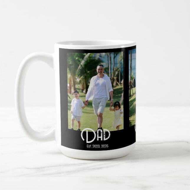Dad Established Grunge Text Black 3 Photo Kaffeetasse (Links)