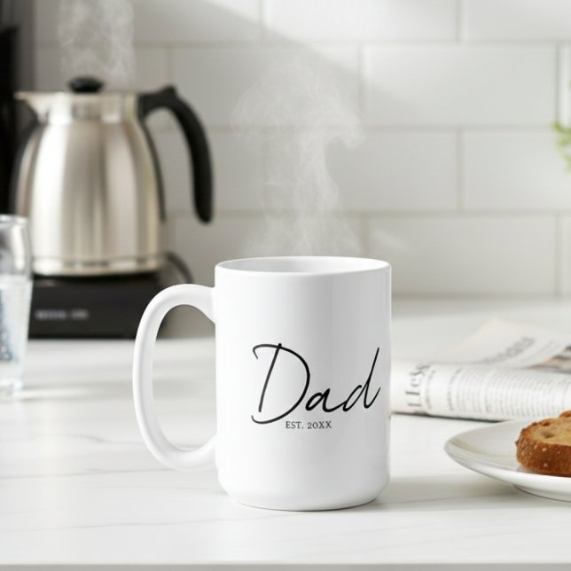 Dad Established Minimal Modern Script Black Kaffeetasse (Von Creator hochgeladen)