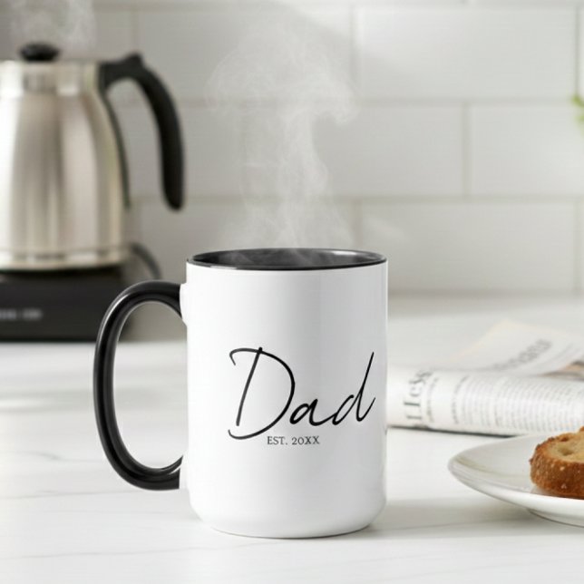 Dad Established Minimal Modern Script Black Tasse (Von Creator hochgeladen)