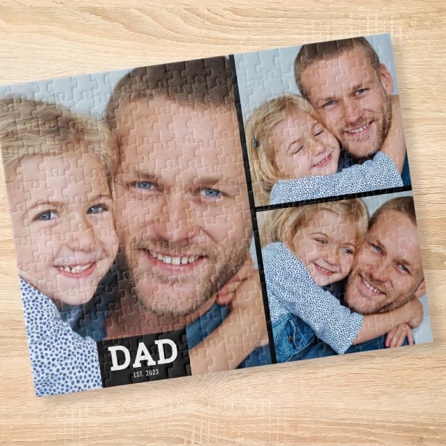Dad  Established Modern 3 Photo Puzzle (Von Creator hochgeladen)