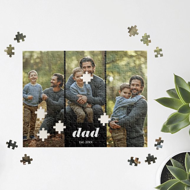 Dad Established Modern 3 Photo Puzzle (Von Creator hochgeladen)