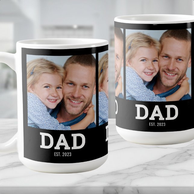 Dad Established Modern Black 3 Photo Kaffeetasse (Von Creator hochgeladen)