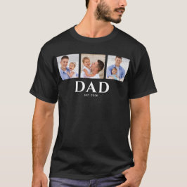 Dad Established Modern Black 3 Photo T-Shirt