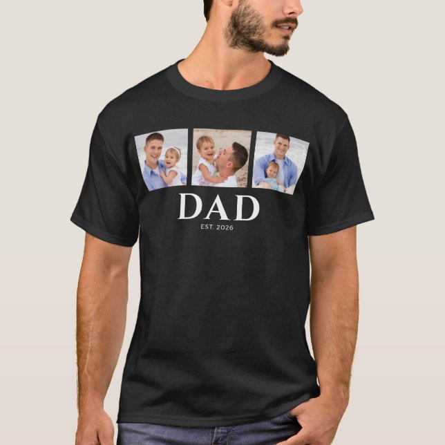 Dad Established Modern Black 3 Photo T-Shirt (Vorderseite)