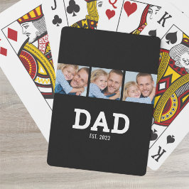 Dad Established Modern Bold Black 3 Photo Spielkarten