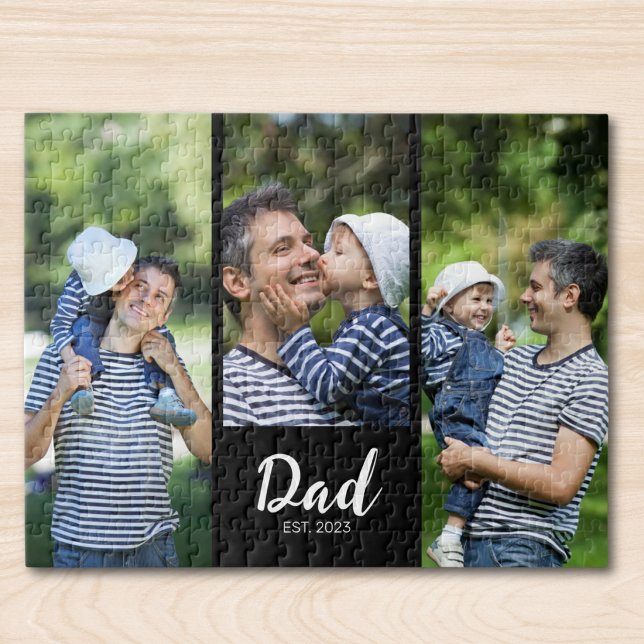Dad Established Modern Script 3 Photo Jigsaw Puzzle (Von Creator hochgeladen)