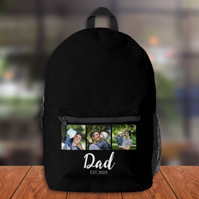 Dad Established Modern Script Black 3 Photo Bedruckter Rucksack (Von Creator hochgeladen)